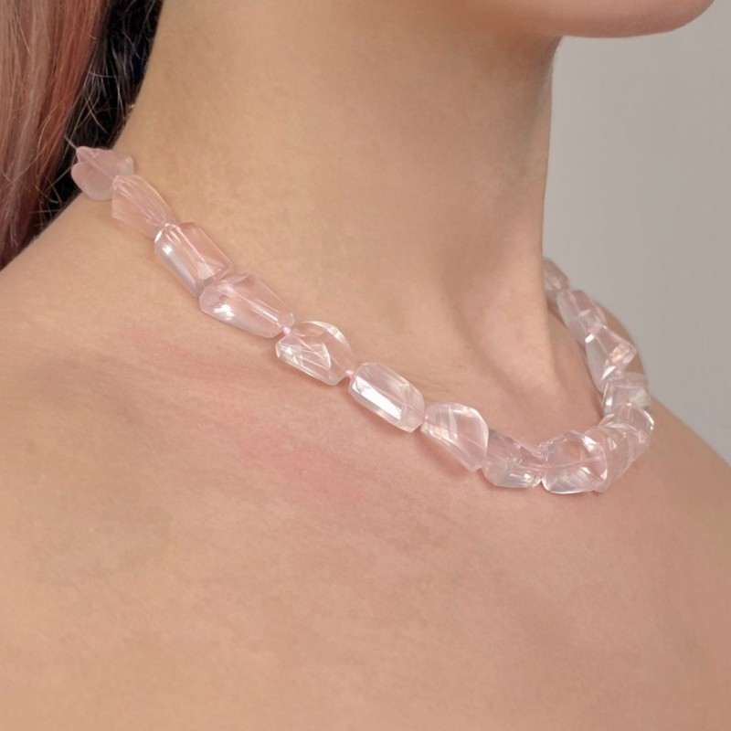 Collana di Quarzo Rosa a Sasso ø 11,5/15,5 mm