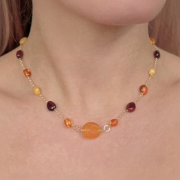 Collier con Ambra Multicolore a Sasso
