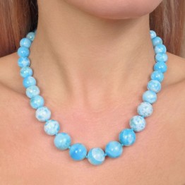 Collana di Larimar Sferico a Scalare ø 11/14,5 mm