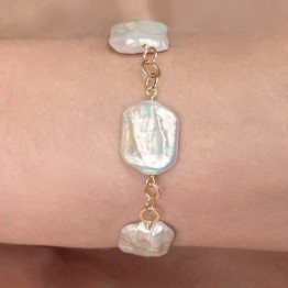 Bracciale con Perle Bianche Rettangolari