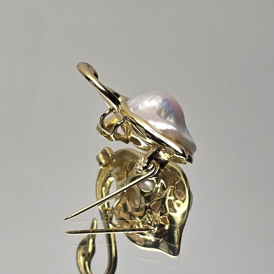 Pendente/Spilla a Cigno con Perla Barocca ø 17,4x13,5 mm