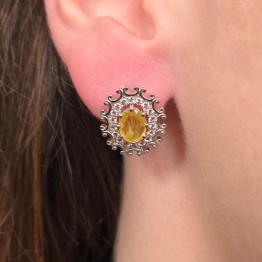 Orecchini con Zaffiro Giallo Ovale