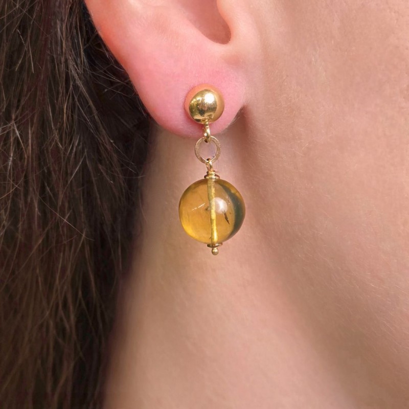 Orecchini con Ambra Mesoamericana ø 13 mm