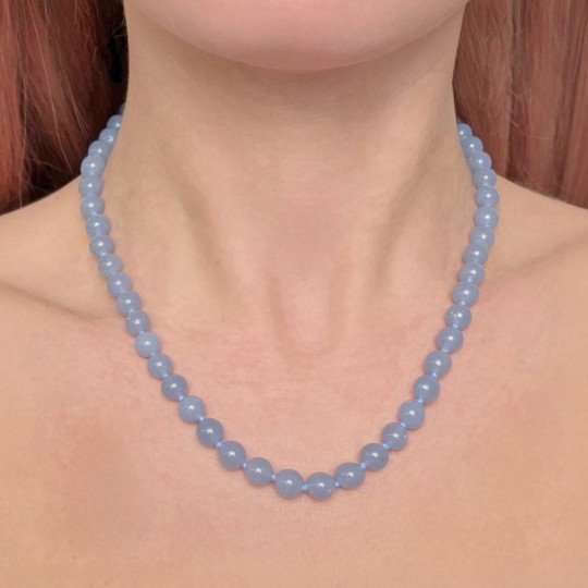 Parure collana e orecchini di Angelite ø 8 mm