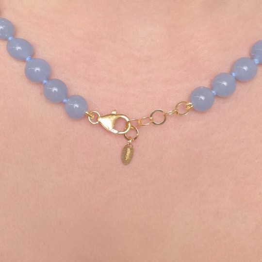 Parure collana e orecchini di Angelite ø 8 mm