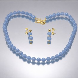 copy of Necklace of Angelite ø 9,5/10 mm with Earrings in OMAGGIO