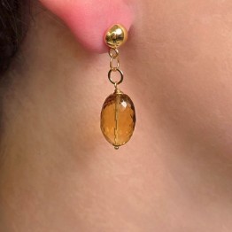 Orecchini con Quarzo Brandy a Sasso