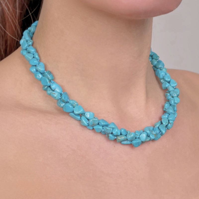 Torchon a 3 Fili di Turchese a Sassolino ø 5/6 mm