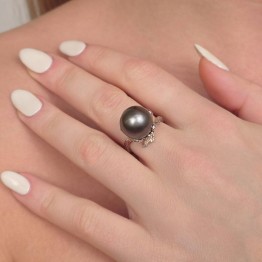 Anello con Perla di Tahiti Semiround ø 12,7 mm