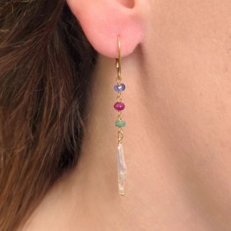 Orecchini con Perle Rettangolari e Multipietre