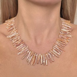 Collana di Perle Rosa/Aranciato a Dragoni