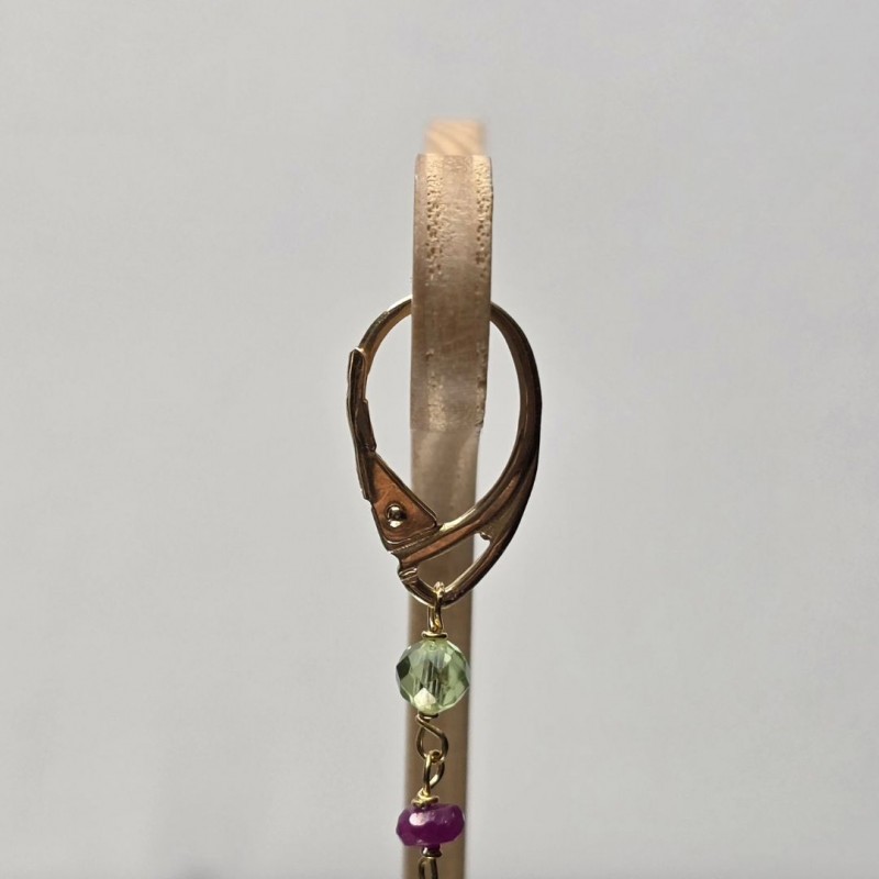 Earrings with Pearl, Ruby and peridot