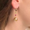 Earrings with Pearl, Ruby and peridot
