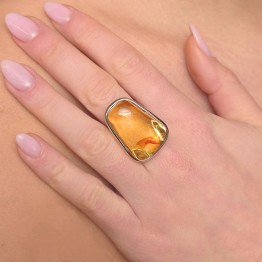 Anello Regolabile con Ambra Mesoamericana ø 29,2x20,8 mm