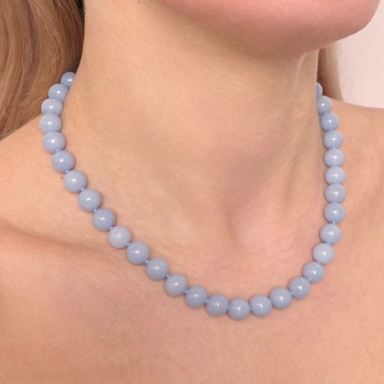 Collana di Angelite Sferica ø 9,5/10 mm