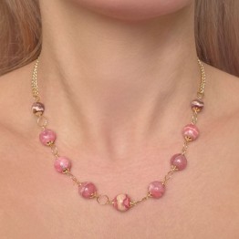 Collier con Rodocrosite Sferica ø 9/11 mm