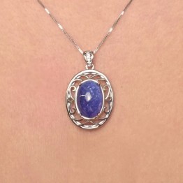 Pendente con Tanzanite Cabochon Ovale ø 14x10 mm