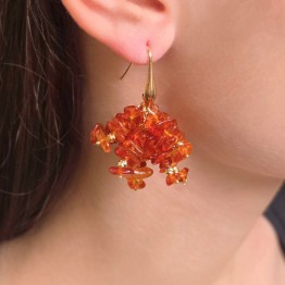 Orecchini a Ciuffo con Ambra a Chips