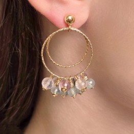 Orecchini con Multipietre Sferiche e Rondella