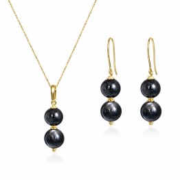 Parure: Collier e Orecchini con Berillo Nero