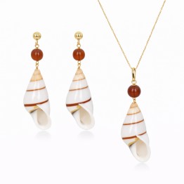 Pendant and Earrings Gasteropode Shell