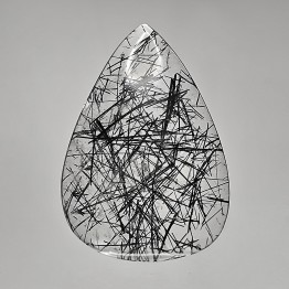 Pietra di Quarzo Rutilato (Nero) a Goccia 74,14 Ct.