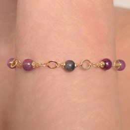 Bracciale con Rubini e Zaffiri Massivi