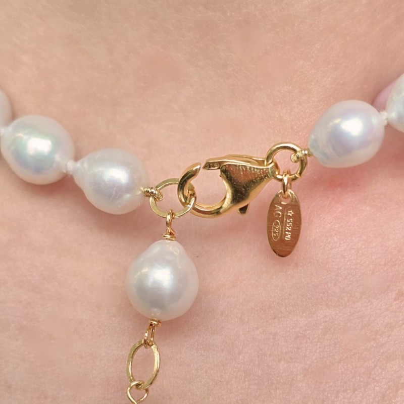 Collana di Perle e 1 Quarzo Brandy