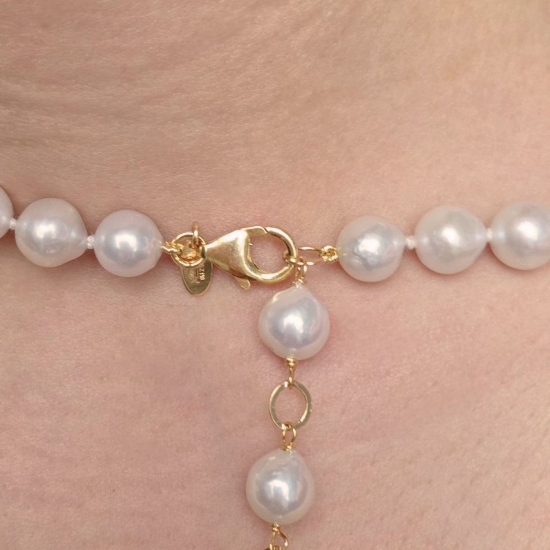 Collana di Perle e 1 Quarzo Lavanda