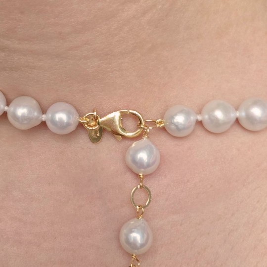 Collana di Perle e 1 Quarzo Lavanda