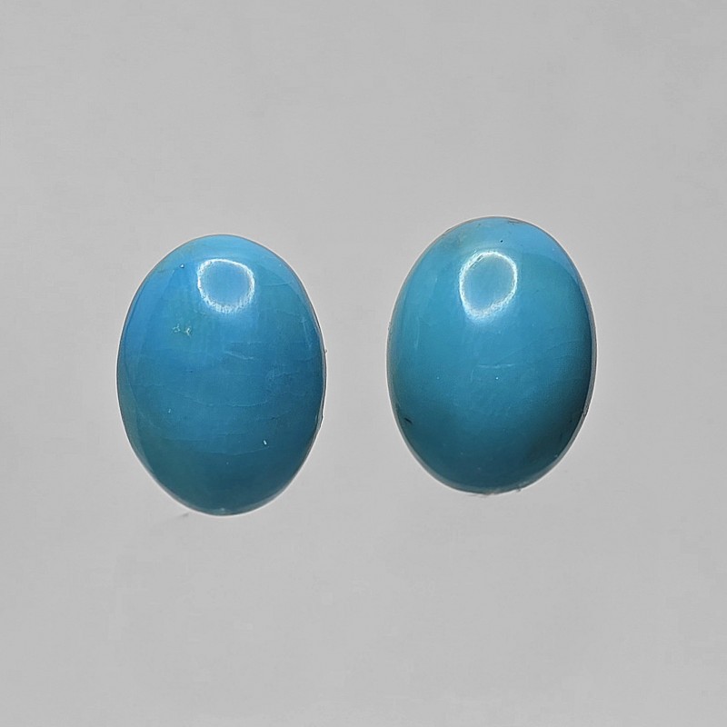 Pair Oval stabilized turquoise stones 15.44 ct.