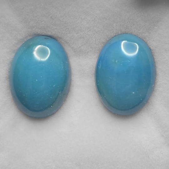 Pair Oval stabilized turquoise stones 15.44 ct.