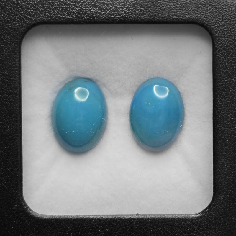Pair Oval stabilized turquoise stones 15.44 ct.