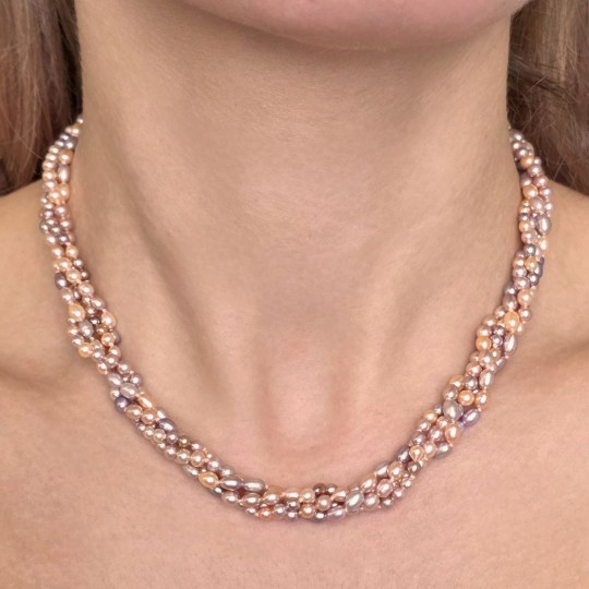 Torchon a 4 Fili di Perle Rosa Violetto