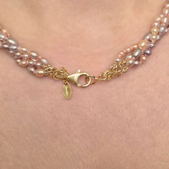 Torchon a 4 Fili di Perle Rosa Violetto