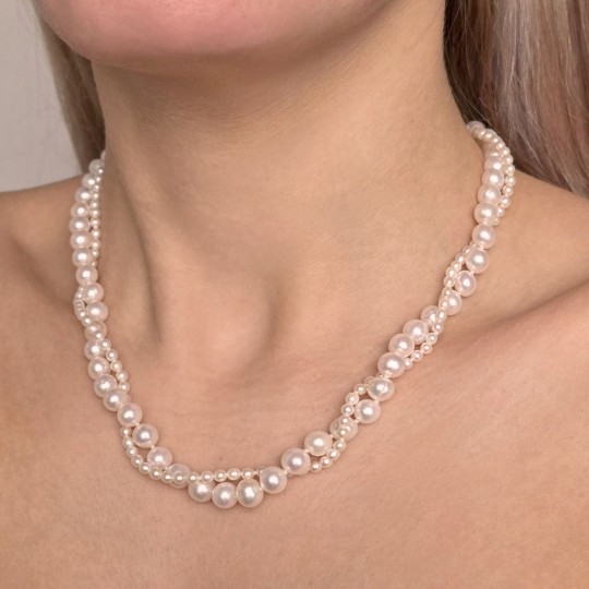 Collana a 2 Fili di Perle Potatoes e Round