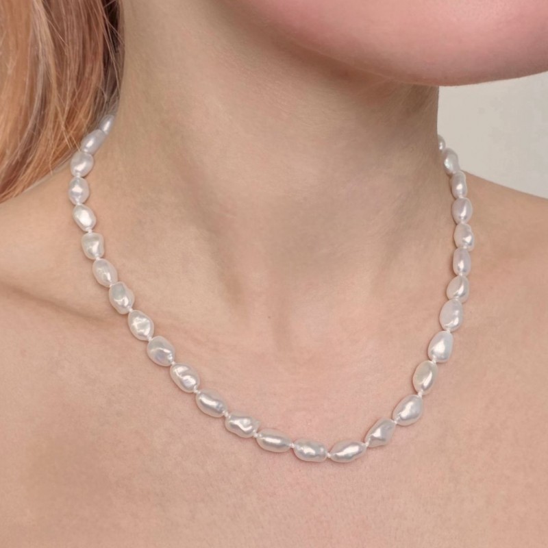 Necklace Pearl Keshi with Clasp in gold