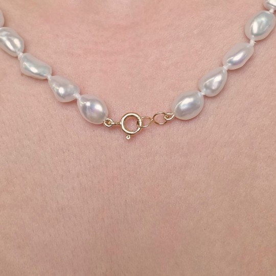 Necklace Pearl Keshi with Clasp in gold