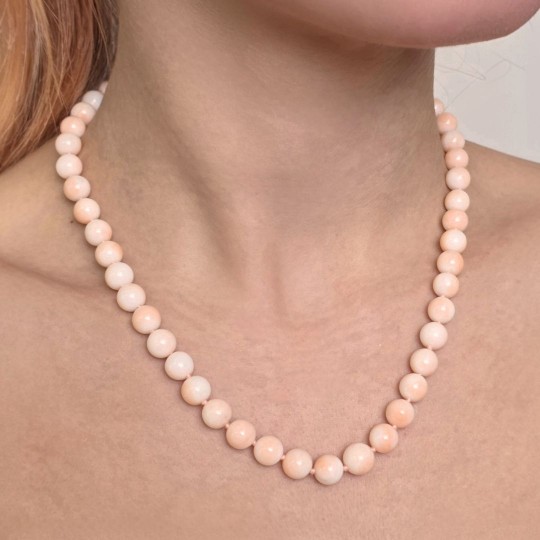 Collana di Corallo Rosa Screziato Sferico ø 8/9,3 mm