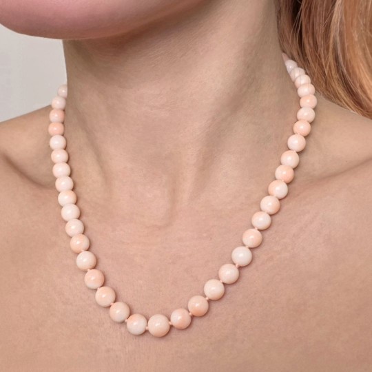 Collana di Corallo Rosa Screziato Sferico ø 8/9,3 mm