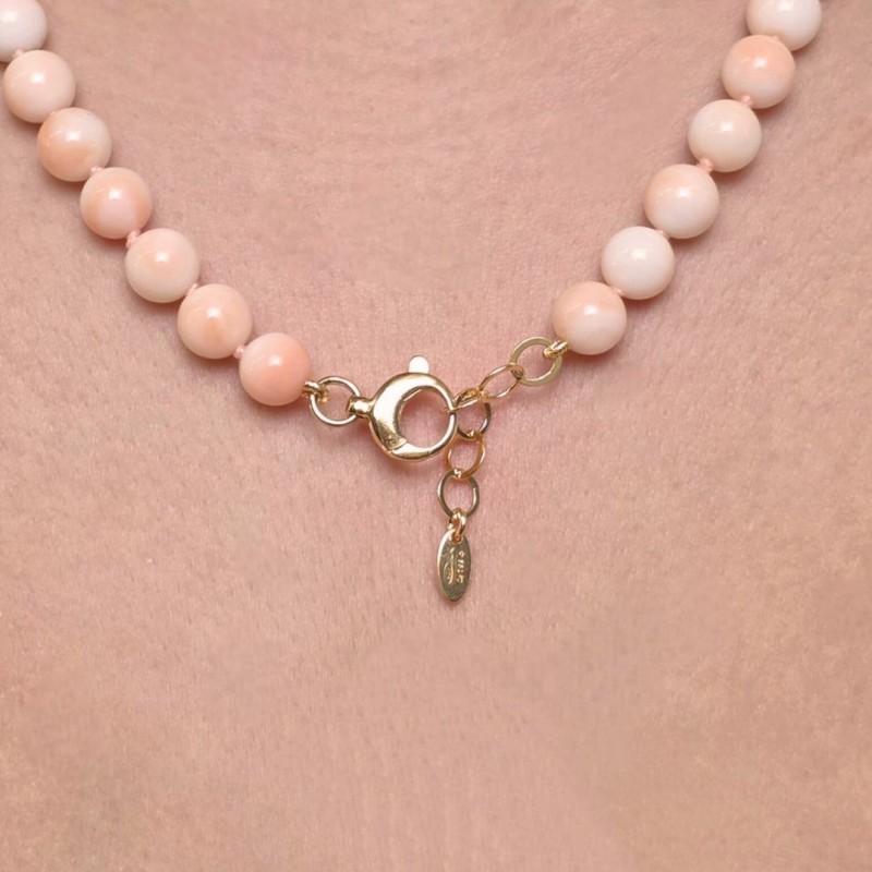 Collana di Corallo Rosa Screziato Sferico ø 8/9,3 mm