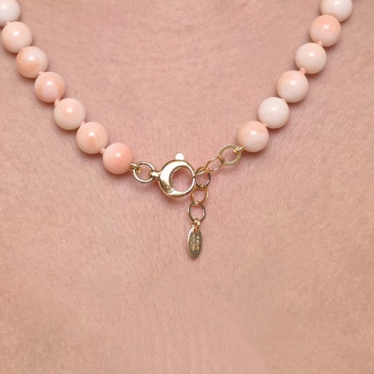 Collana di Corallo Rosa Screziato Sferico ø 8/9,3 mm