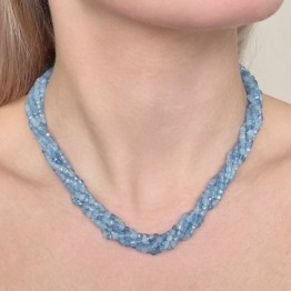 Torchon a 5 Fili di Acquamarina a Cubetto