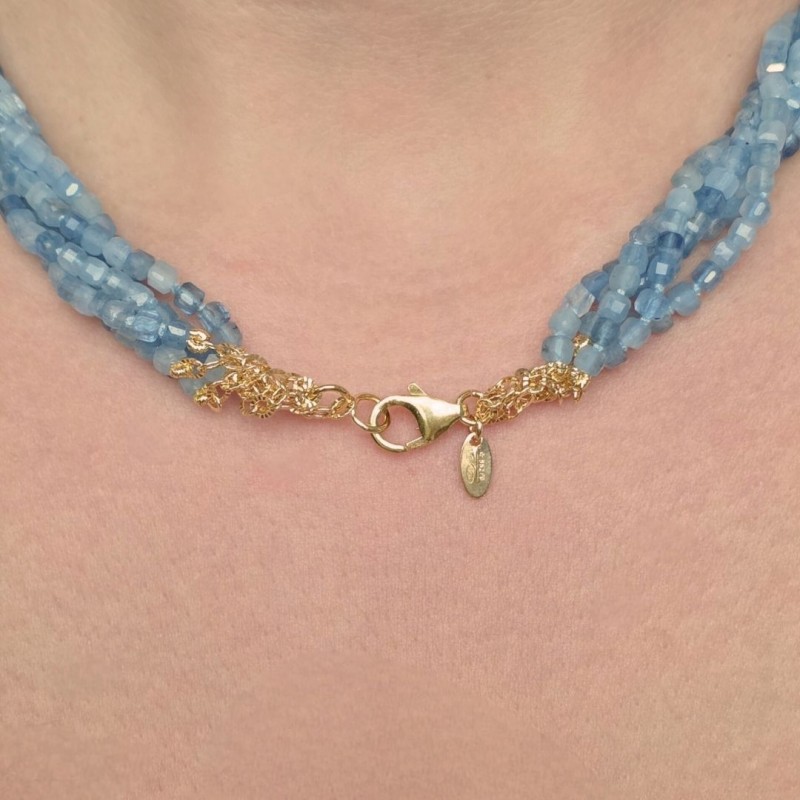 Torchon a 5 Fili di Acquamarina a Cubetto