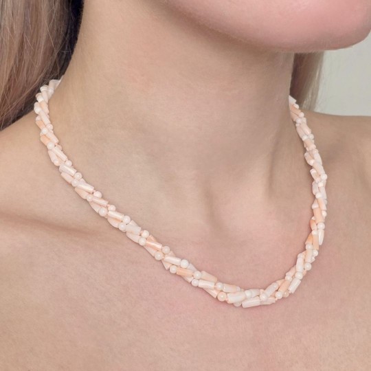 Torchon a 3 Fili di Corallo Rosa Sferico e Tronchetto