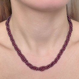 Torchon a 3 Fili di Granato Rodolite Sferico ø 3,5 mm