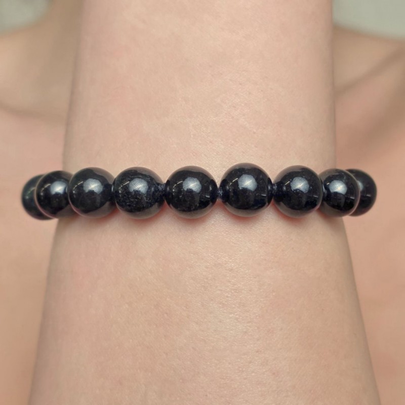 Bracciale in Giada Nera Sferica ø 10 mm