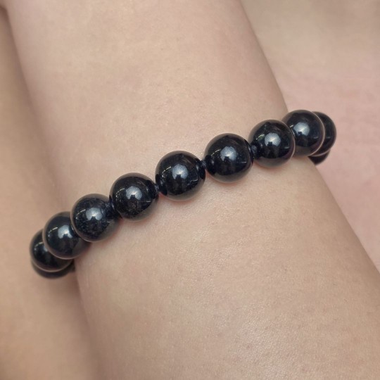 Bracciale in Giada Nera Sferica ø 10 mm
