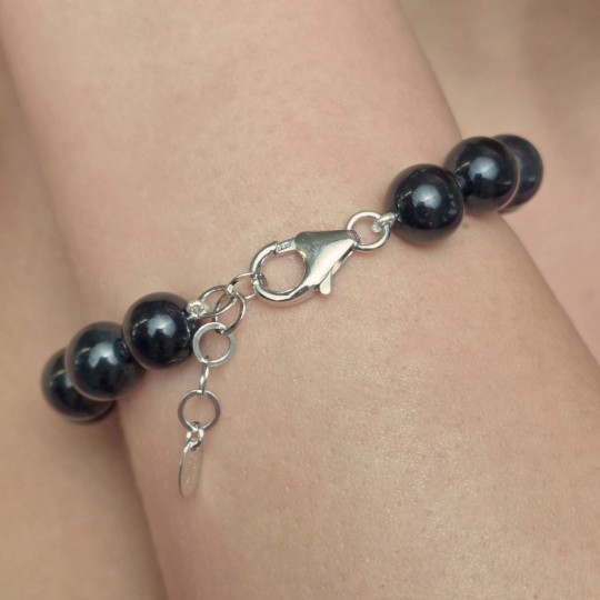 Bracciale in Giada Nera Sferica ø 10 mm