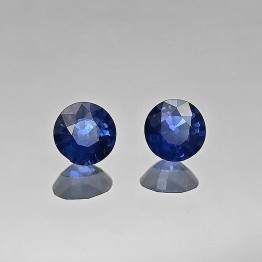 Coppia Pietre di Zaffiro Blu Rotondo 1,34 Ct.